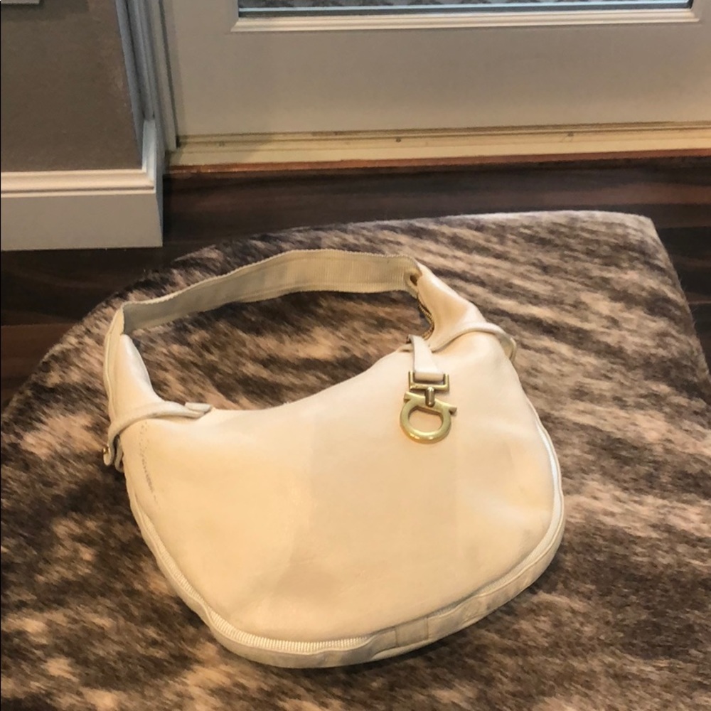 Cream colored Ferragamo shoulder bag